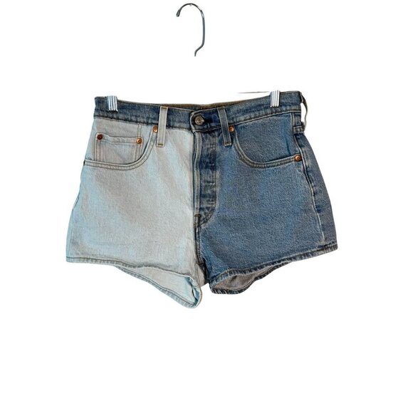 Levis Two-Tone Denim High-Waisted Button-Fly Shorts Womens Size 28 - Picture 2 of 8
